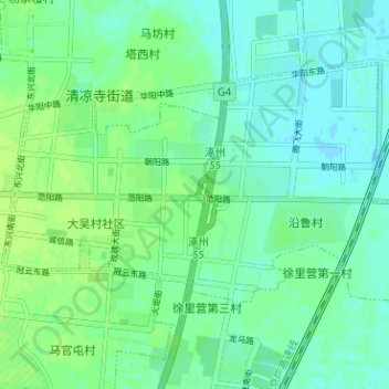 Mappa topografica 涿州经济开发区, altitudine, rilievo