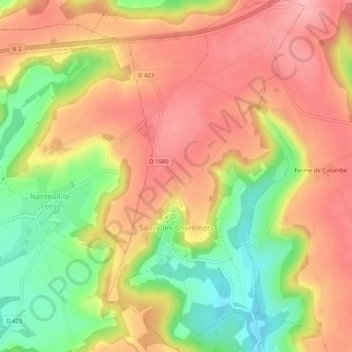Mappa topografica Sancy-les-Cheminots, altitudine, rilievo