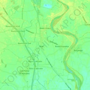 Mappa topografica Roverchiara, altitudine, rilievo