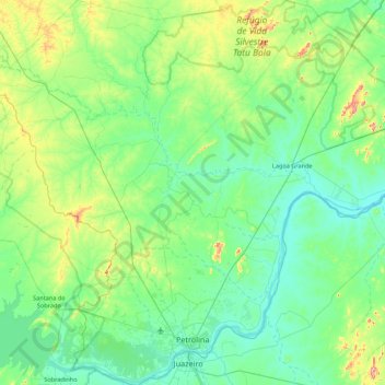 Mappa topografica Petrolina, altitudine, rilievo