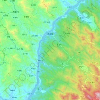 Mappa topografica 潭江镇, altitudine, rilievo