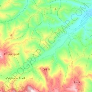 Mappa topografica Gissi, altitudine, rilievo