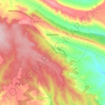 Mappa topografica Salcedillo, altitudine, rilievo