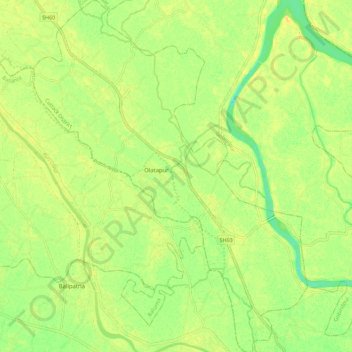 Mappa topografica Olatapur, altitudine, rilievo