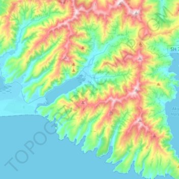 Mappa topografica Little River, altitudine, rilievo