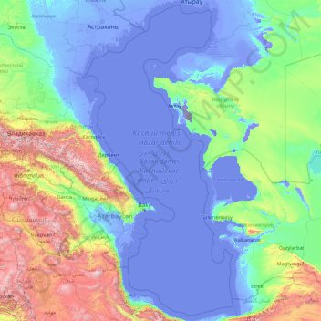 Mappa topografica Kaspisches Meer, altitudine, rilievo