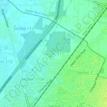 Mappa topografica Sector 111, altitudine, rilievo