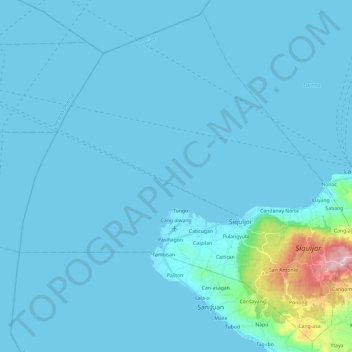 Mappa topografica Siquijor, altitudine, rilievo