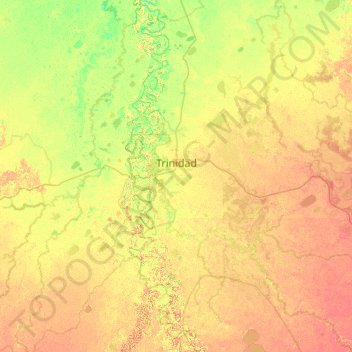 Mappa topografica Trinidad, altitudine, rilievo