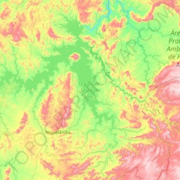 Mappa topografica Lago de Serra da Mesa, altitudine, rilievo