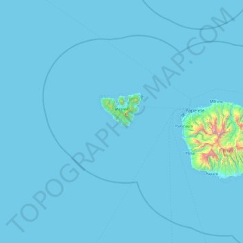 Mappa topografica Moorea-Maiao, altitudine, rilievo