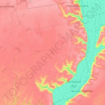 Mappa topografica Нововоронцовский район, altitudine, rilievo
