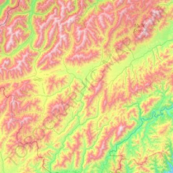 Mappa topografica Acheron River (Malborough), altitudine, rilievo