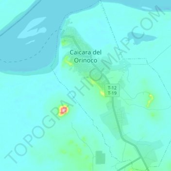 Mappa topografica Caicara del Orinoco, altitudine, rilievo