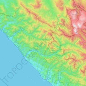Mappa topografica Лазаревский внутригородской район, altitudine, rilievo