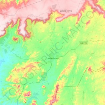 Mappa topografica Currais Novos, altitudine, rilievo