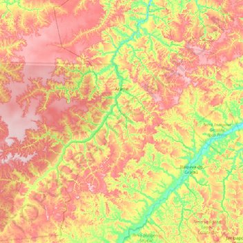 Mappa topografica Arame, altitudine, rilievo