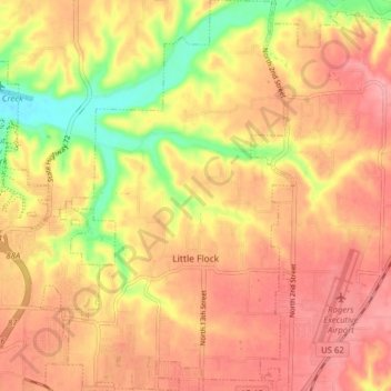 Mappa topografica Little Flock, altitudine, rilievo