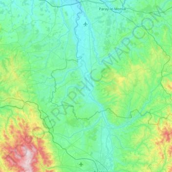 Mappa topografica Canal de Roanne à Digoin, altitudine, rilievo
