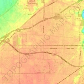 Mappa topografica Olmsted Township, altitudine, rilievo