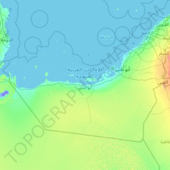 Mappa topografica أبو ظبي, altitudine, rilievo