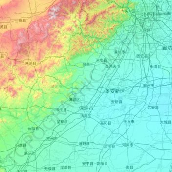 Mappa topografica 保定市, altitudine, rilievo