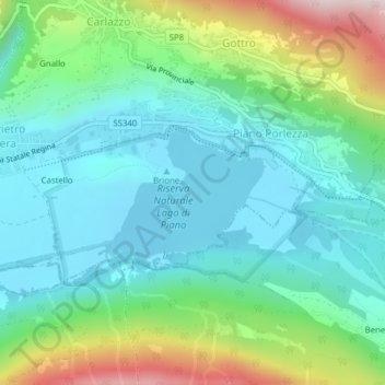 Mappa topografica Lago di Piano, altitudine, rilievo
