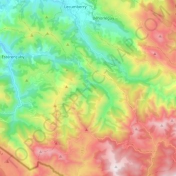 Mappa topografica Mendive, altitudine, rilievo