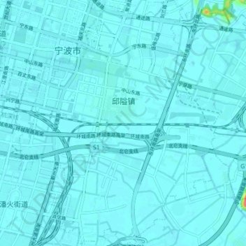 Mappa topografica 邱隘镇, altitudine, rilievo