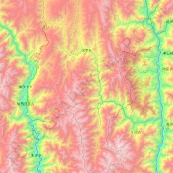 Mappa topografica 徐中乡, altitudine, rilievo