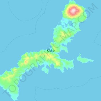 Mappa topografica Kiska Island, altitudine, rilievo