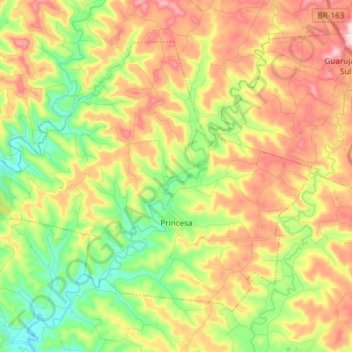 Mappa topografica Princesa, altitudine, rilievo