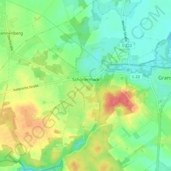 Mappa topografica Schönermark, altitudine, rilievo