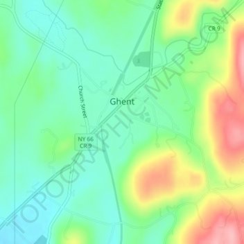 Mappa topografica Ghent, altitudine, rilievo