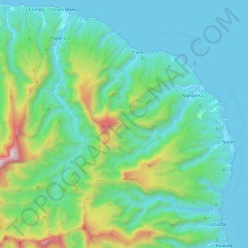 Mappa topografica Hitiaa O Te Ra, altitudine, rilievo
