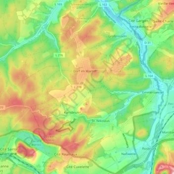 Mappa topografica 66352, altitudine, rilievo