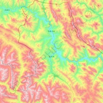 Mappa topografica 吉多乡, altitudine, rilievo