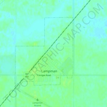 Mappa topografica Lampman, altitudine, rilievo