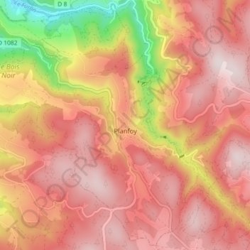 Mappa topografica Planfoy, altitudine, rilievo
