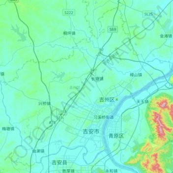 Mappa topografica 吉州区, altitudine, rilievo