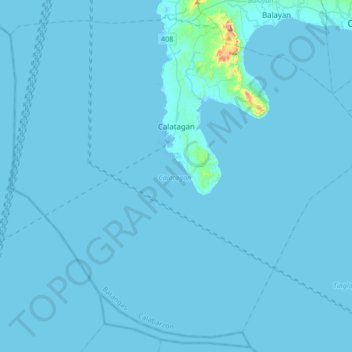 Mappa topografica Calatagan, altitudine, rilievo
