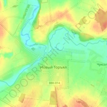 Mappa topografica Новый Торъял, altitudine, rilievo