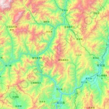 Mappa topografica 米易县, altitudine, rilievo