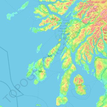 Mappa topografica Argyll and Bute, altitudine, rilievo