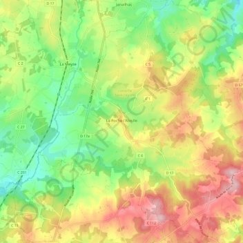 Mappa topografica La Roche-l'Abeille, altitudine, rilievo