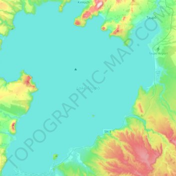 Mappa topografica Lake Taupō, altitudine, rilievo