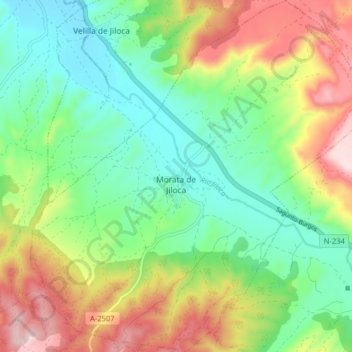 Mappa topografica Morata de Jiloca, altitudine, rilievo