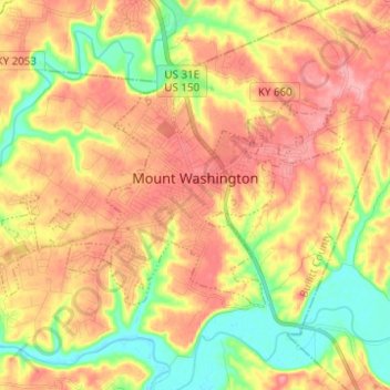 Mappa topografica Mount Washington, altitudine, rilievo