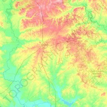 Mappa topografica Houston County, altitudine, rilievo