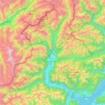 Mappa topografica Toce, altitudine, rilievo